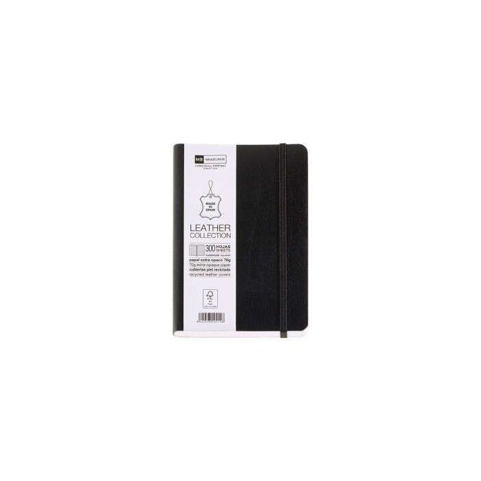 Miquel Rius Leather 1839 Cuaderno Flexible 8º 300 Hojas con Indice - Cubiertas de Piel Reciclada - Cuadricula 5x5mm - Cierre con