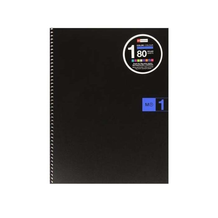 Miquel Rius Notebook1 Cuaderno de Espiral Formato A4 - 80 Hojas Microperforadas con 4 Taladros - Cuadricula 5x5 - Banda de las H