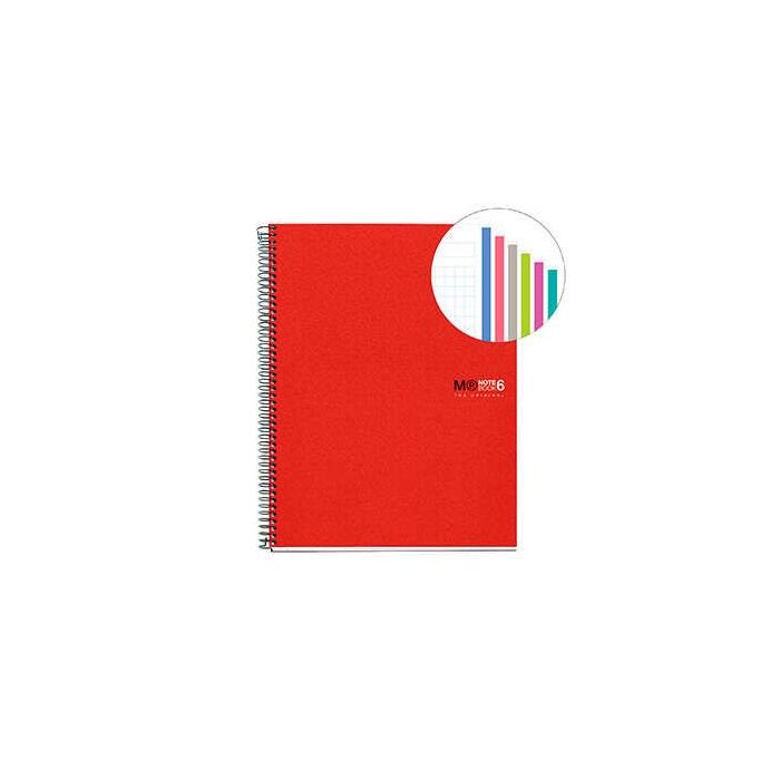 Miquel Rius Notebook6 Cuaderno de Espiral Formato A4 - 150 Hojas de 70gr Microperforadas con 2 Taladros - Cubiertas de Polipropi