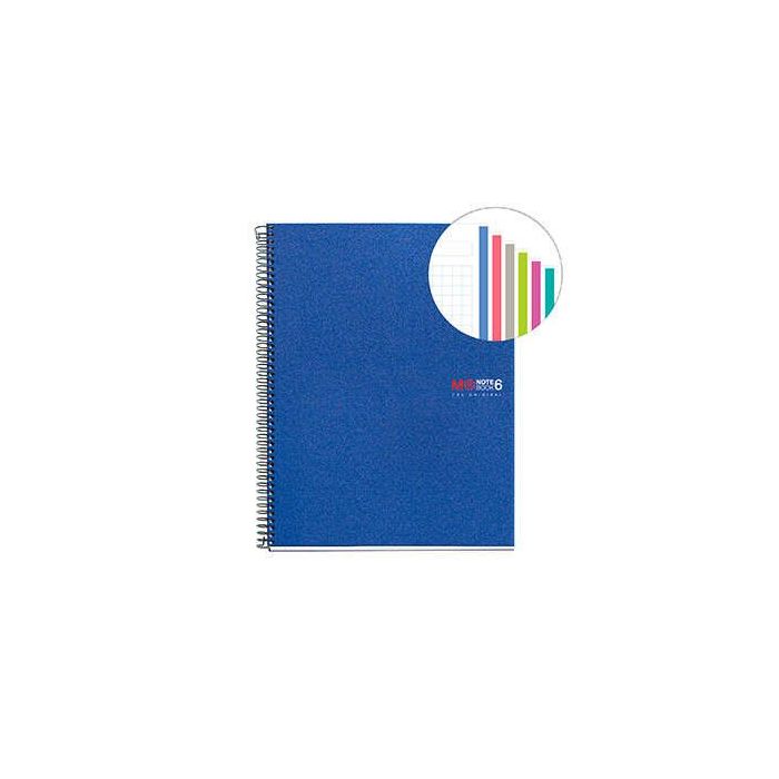 Miquel Rius Notebook6 Cuaderno de Espiral Formato A4 - 150 Hojas de 70gr Microperforadas con 2 Taladros - Cubiertas de Polipropi