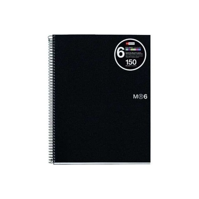 Miquel Rius Notebook6 Cuaderno de Espiral Formato A5 - 150 Hojas de 70gr Microperforadas con 2 Taladros - Cubiertas de Polipropi