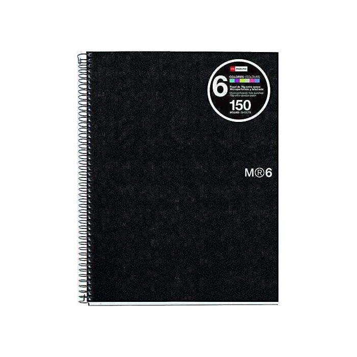 Miquel Rius Notebook6 Cuaderno de Espiral Formato A4 Horizontal 7mm - 150 Hojas de 70gr Microperforadas con 4 Taladros - Cubiert