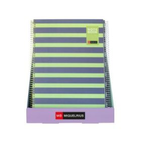 Miquel Rius Between The Lines Expositor con 12 Notebooks1 A4 80 Hojas Cuadricula 5x5