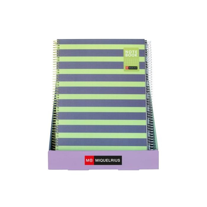 Miquel Rius Between The Lines Expositor con 12 Notebooks1 A4 80 Hojas Cuadricula 5x5