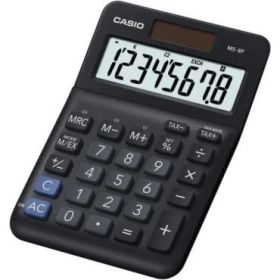 Casio MS-8F Calculadora de Sobremesa con Pantalla Extragrande de 8 Digitos - Signos de Comando de Funcion - Alimentacion Solar y