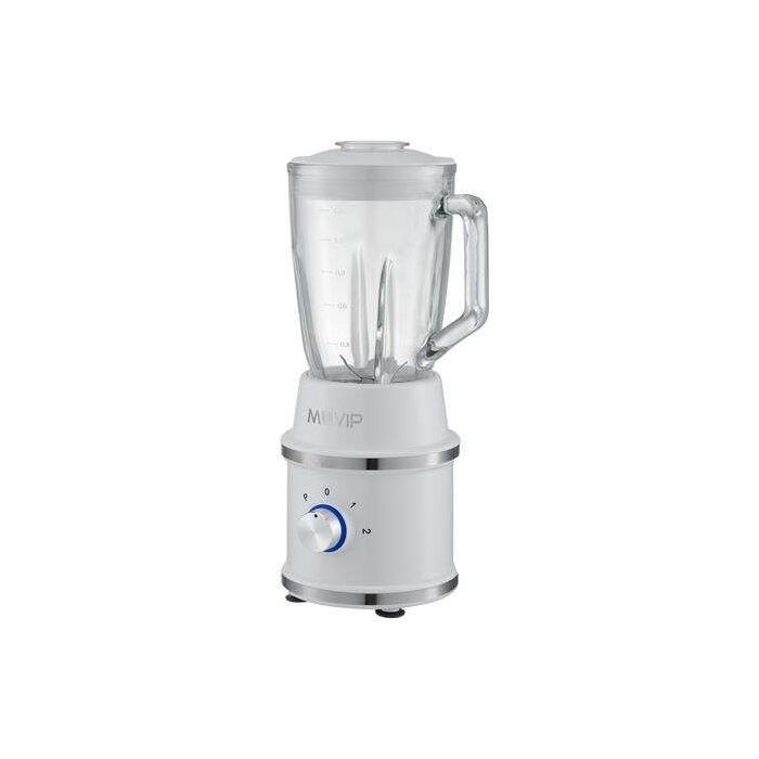 Muvip Desing White Batidora de Vaso 1300W 1.5L - 2 Velocidades - Chuchillas de Acero Inoxidable - Funcion Pica Hielo - Bloqueo d