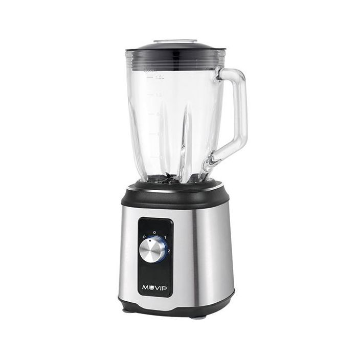 Muvip Batidora de Vaso 1800W 1.5L - 2 Velocidades - Funcion Pulse - Cuerpo Acero Inoxidable - Cuchillas Dentadas con Recubrimien