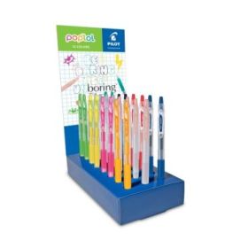 Pilot Pop Lol Expositor de 24 Boligrafos de Tinta Gel Retractiles - Punta 0.7mm - Trazo 0.32mm - Grip de Agarre - Colores Surtid