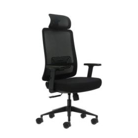 Oqonos Cherg 016 Silla de Oficina Ergonomica con Reposacabezas Cervical Ajustable, Tejido Impermeable, Mecanismo Autobalanceado,