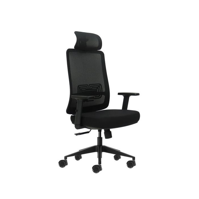Oqonos Cherg 016 Silla de Oficina Ergonomica con Reposacabezas Cervical Ajustable, Tejido Impermeable, Mecanismo Autobalanceado,