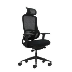 Oqonos Cherg 018 Silla de Oficina Ergonomica con Reposacabezas Cervical Ajustable, Mecanismo Autobalanceado, Reposabrazos 4D, As