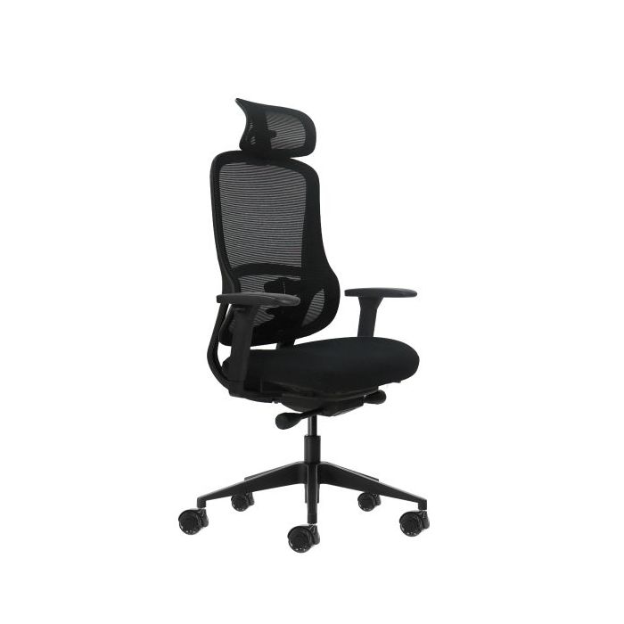 Oqonos Cherg 018 Silla de Oficina Ergonomica con Reposacabezas Cervical Ajustable, Mecanismo Autobalanceado, Reposabrazos 4D, As