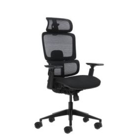 Oqonos Cherg 027 Silla de Oficina Ergonomica con Reposacabezas Cervical Ajustable, Respaldo y Asiento de Malla Elastica, Respald