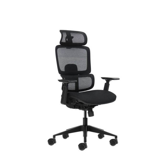 Oqonos Cherg 027 Silla de Oficina Ergonomica con Reposacabezas Cervical Ajustable, Respaldo y Asiento de Malla Elastica, Respald