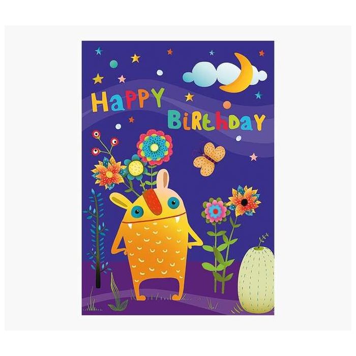 Pictura Tarjeta Zig-Zag - 15x22cm - Tematica de Monstruos - Tarjeta Triptica sin Envoltorio - Incluye Sobre Blanco - Impresas en