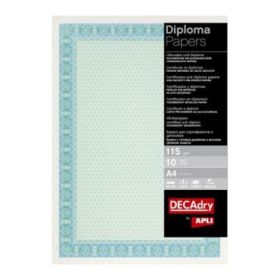 Apli Pack de 25 Hojas de Papel Certificado - Diseño Helico en el Marco - 115gr - Compatible con Impresoras y Escritura Manual -