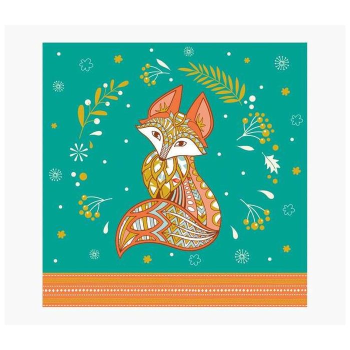 Pictura Tarjeta Arabesque - 16x16cm - Tematica Zorro - Tarjeta Triptica sin Envoltorio - Incluye Sobre Blanco - Papel con Certif