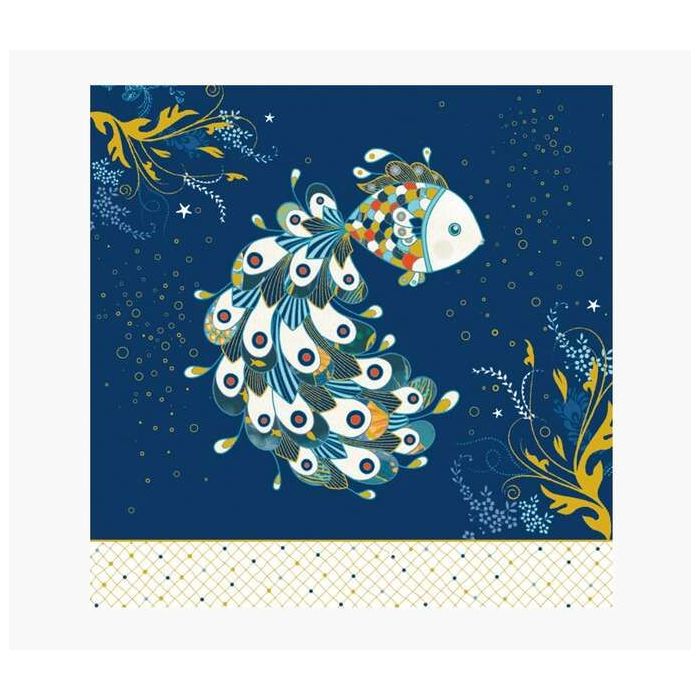 Pictura Tarjeta Arabesque - 16x16cm - Tematica Peces - Tarjeta Triptica sin Envoltorio - Incluido Sobre Blanco - Papel con Certi