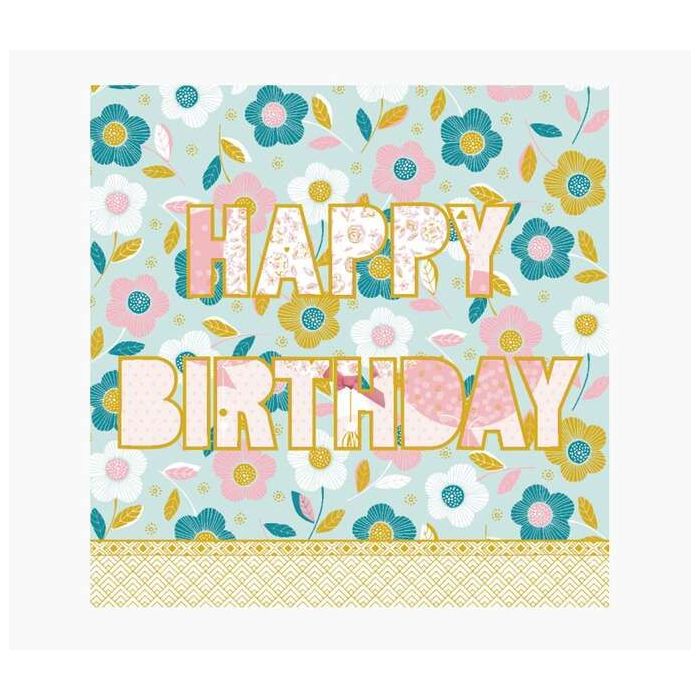 Pictura Tarjeta Arabesque - 16x16cm - Tematica Feliz Cumpleaños - Tarjeta Triptica sin Envoltorio - Incluido Sobre Blanco - Pape