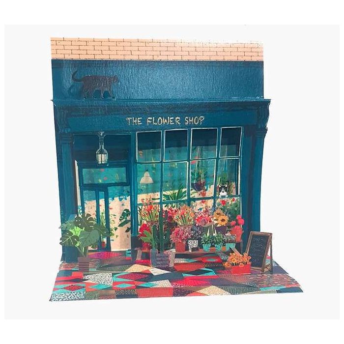Pictura Tarjeta 3D Pop-Up - 16x16cm - Tematica Floristeria - Embolsada Individualmente - Incluye Sobre Blanco - Papel con Certif