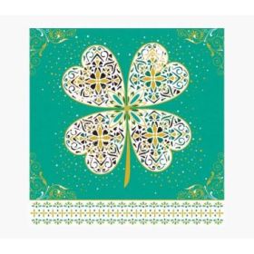 Pictura Tarjeta Arabesque - 16x16cm - Tematica Trebol de Cuatro Hojas - Tarjeta Triptica sin Envoltorio - Incluido Sobre Blanco