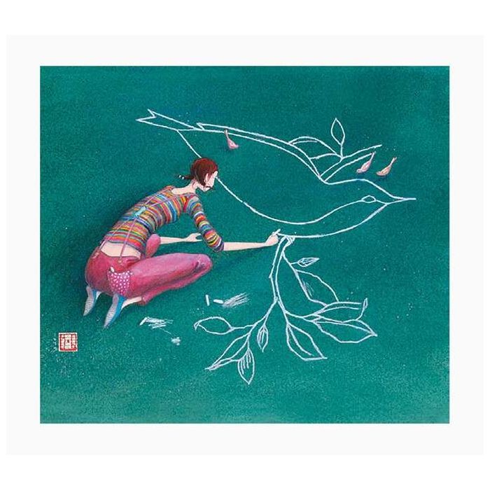 Pictura Gaëlle Boissonnard Tarjeta Doble - Acabado en Barniz de Relieve UV Grueso - Laminado Mate de Tacto Suave - 10.5x21cm - P