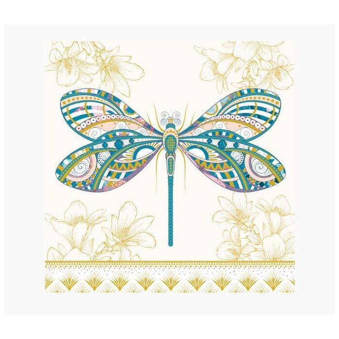 Pictura Tarjeta Arabesque - 16x16cm - Tematica Libelula - Triptica sin Envoltorio - Incluye Sobre Blanco - Papel con Certificaci