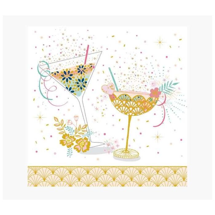 Pictura Tarjeta Arabesque - 16x16cm - Tematica Copas de Coctel - Tarjeta Triptica - Incluye Sobre Blanco - Papel con Certificaci