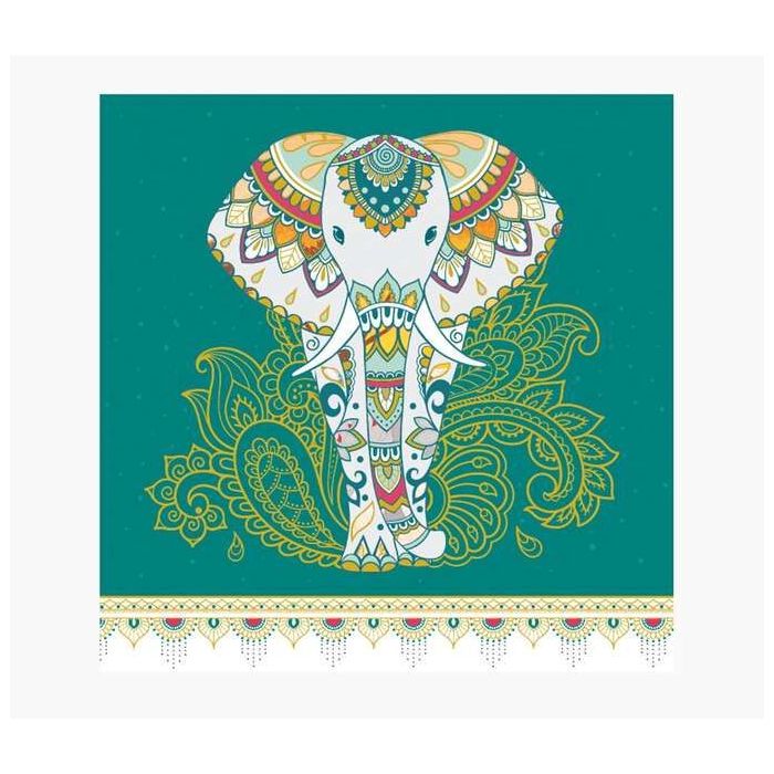 Pictura Tarjeta Arabesque - 16x16cm - Tematica Elefante - Tarjeta Triptica sin Envoltorio - Incluido Sobre Blanco - Papel con Ce