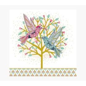 Pictura Tarjeta Arabesque - 16x16cm - Tematica Colibri - Triptica sin Envoltorio - Incluye Sobre Blanco - Papel con Certificacio
