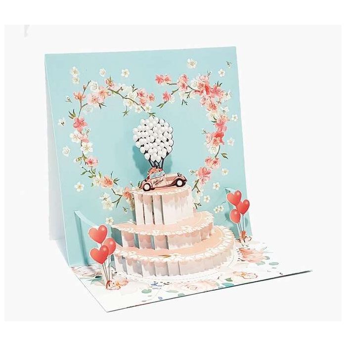 Pictura Tarjeta 3D Pop-Up - 16x16cm - Tematica Corazones - Embolsada Individualmente - Incluye Sobre Blanco - Papel con Certific