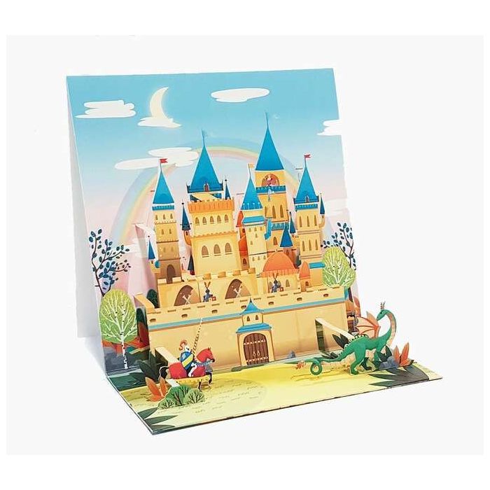 Pictura Tarjeta 3D Pop-Up - 16x16cm - Tematica Medieval - Embolsada Individualmente - Incluye Sobre Blanco - Papel con Certifica