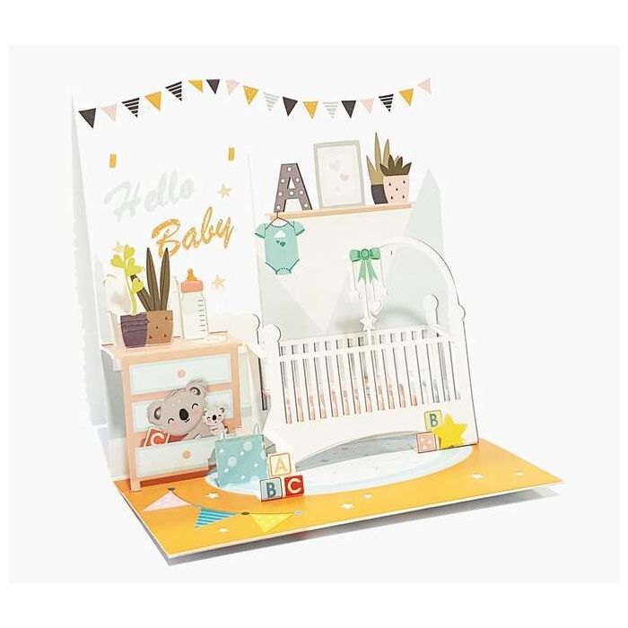 Pictura Tarjeta 3D Pop-Up - 16x16cm - Tematica Bebes - Embolsada Individualmente - Incluido Sobre Blanco - Papel con Certificaci