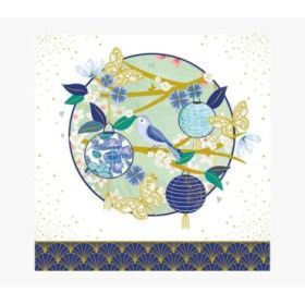Pictura Tarjeta Arabesque - 16x16cm - Tematica Farolillos - Tarjeta Triptica - Incluye Sobre Blanco - Papel con Certificacion FS