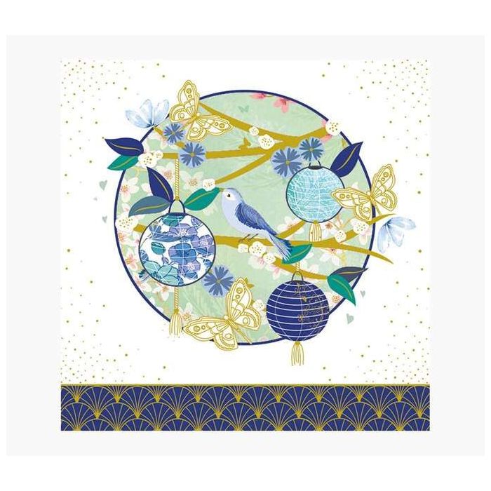 Pictura Tarjeta Arabesque - 16x16cm - Tematica Farolillos - Tarjeta Triptica - Incluye Sobre Blanco - Papel con Certificacion FS