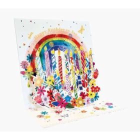 Pictura Tarjeta 3D Pop-Up - 16x16cm - Tematica Velas de Cumpleaños - Embolsada Individualmente - Incluido Sobre Blanco - Papel c
