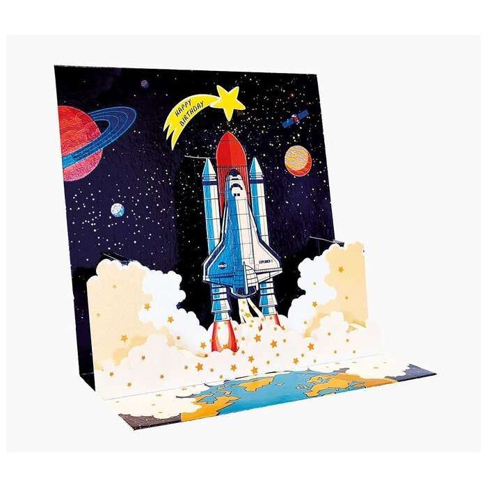 Pictura Tarjeta 3D Pop-Up - 16x16cm - Tematica del Espacio - Embolsada Individualmente - Incluye Sobre Blanco - Papel con Certif