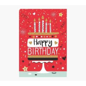 Pictura Tarjeta Zig-Zag - 15x22cm - Tematica Tarta de Cumpleaños - Triptica sin Envoltorio - Incluye Sobre Blanco - Papel con Ce