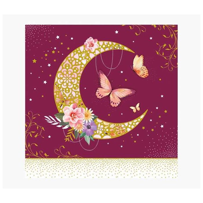 Pictura Tarjeta Arabesque - 16x16cm - Tematica Luna - Tarjeta Triptica - Incluye Sobre Blanco - Papel con Certificacion FSC