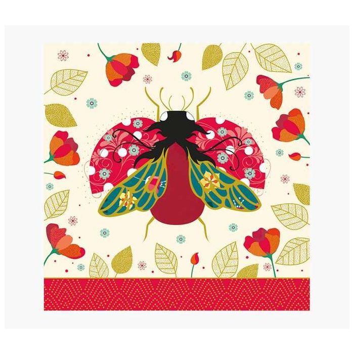 Pictura Tarjeta Arabesque - 16x16cm - Tematica Mariquitas - Tarjeta Triptica sin Envoltorio - Incluido Sobre Blanco - Papel con