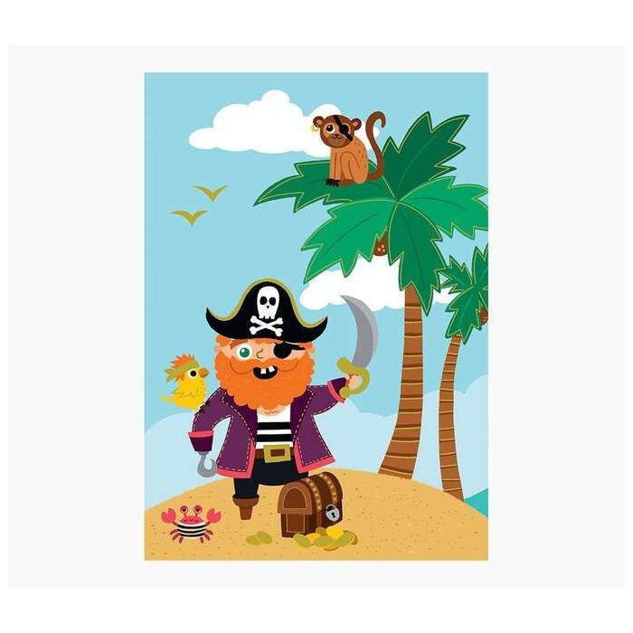 Pictura Tarjeta Zig-Zag - 15x22cm - Tematica Piratas - Tarjeta Triptica - Incluye Sobre Blanco - Papel con Certificacion FSC