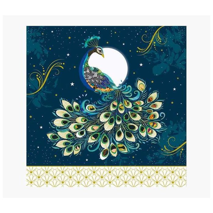 Pictura Tarjeta Arabesque - 16x16cm - Tematica Pavo Real - Tarjeta Triptica - Incluye Sobre Blanco - Papel con Certificacion FSC