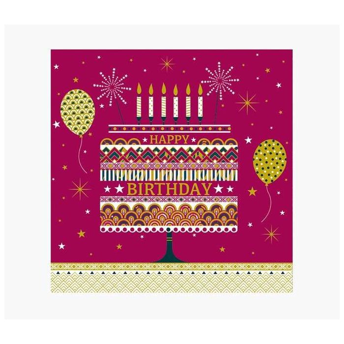 Pictura Tarjeta Arabesque - 16x16cm - Tematica Tarta de Cumpleaños - Tarjeta Triptica sin Envoltorio - Incluye Sobre Blanco - Pa