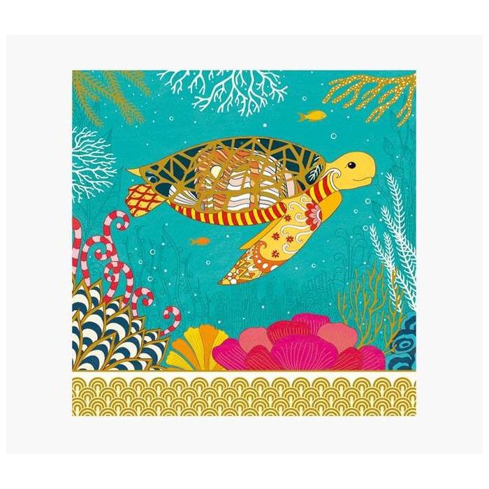 Pictura Tarjeta Arabesque - 16x16cm - Tematica Tortuga - Tarjeta Triptica sin Envoltorio - Incluido Sobre Blanco - Papel con Cer