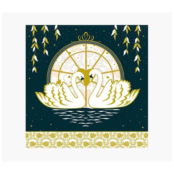 Pictura Tarjeta Arabesque - 16x16cm - Tematica Cisnes - Tarjeta Triptica - Incluye Sobre Blanco - Papel con Certificacion FSC