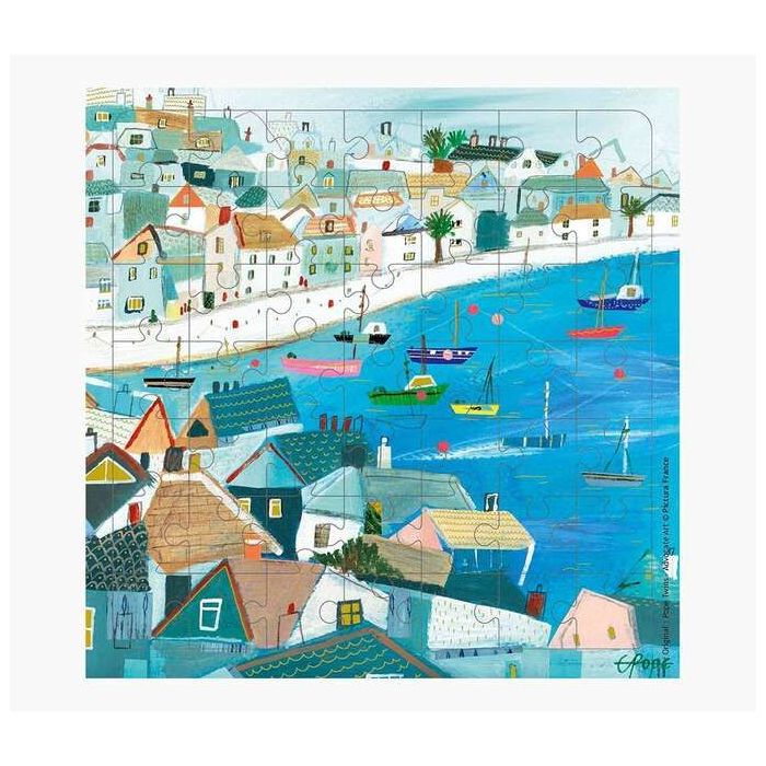 Pictura Tarjeta Puzzle Vista del Puerto de 49 Piezas + Tarjeta Plegada - Troquelado - 15.5x15.5cm - Incluye Sobre Blanco y Envol