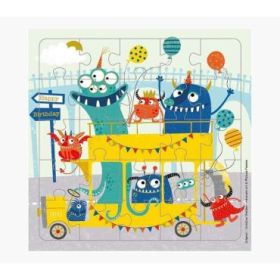 Pictura Tarjeta Puzzle Monstruos de 25 Piezas + Tarjeta Plegada - Troquelado - 15.5x15.5cm - Incluye Sobre Blanco y Envoltorio d