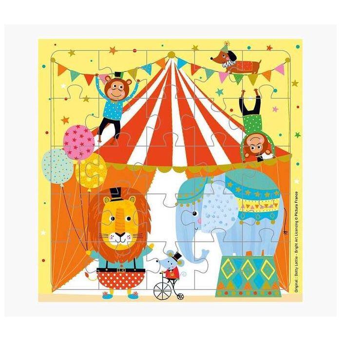 Pictura Tarjeta Puzzle - 15.5x15.5cm - Tematica Circo - 25 Piezas - Tarjeta Plegada Incluida - Embolsada en Celofan - Sobre Blan