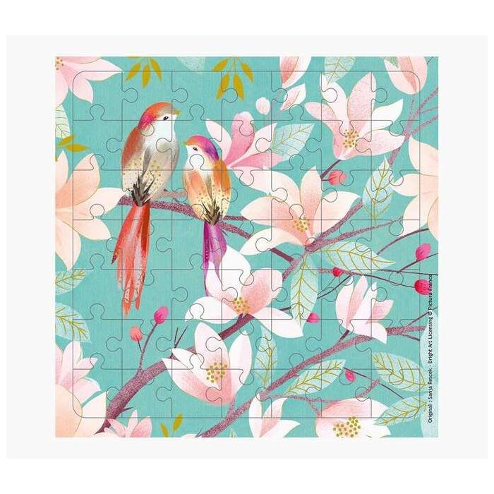 Pictura Tarjeta Puzzle - 15.5x15.5cm - Tematica de Pajaros - 49 Piezas - Incluye Tarjeta Plegada y Sobre Blanco - Certificacion