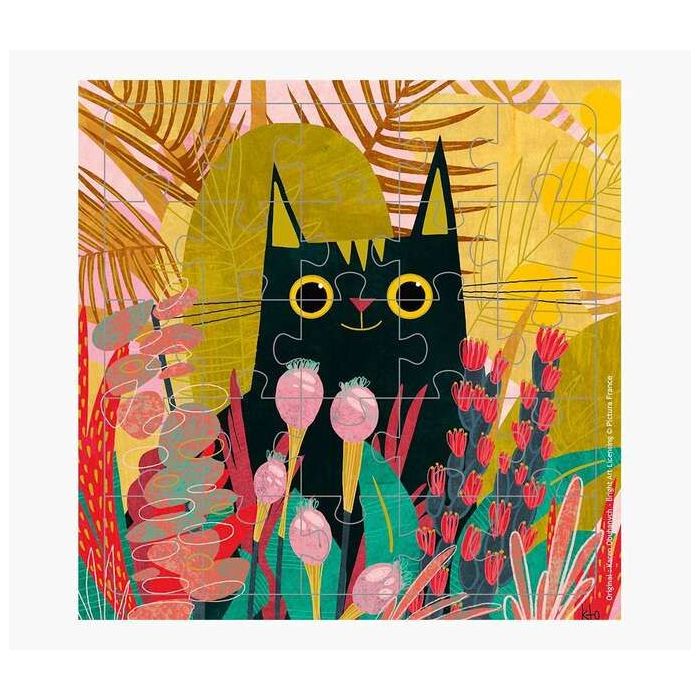 Pictura Tarjeta Puzzle Gatos - 15.5x15.5cm - 25 Piezas - Tematica Felina - Incluye Tarjeta Plegada y Sobre Blanco - Certificacio